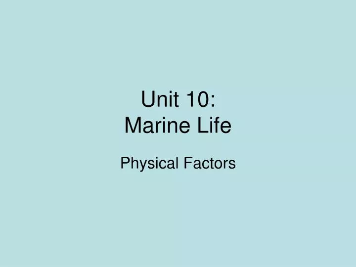 unit 10 marine life