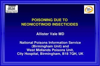 POISONING DUE TO NEONICOTINOID INSECTICIDES