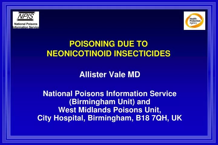 poisoning due to neonicotinoid insecticides
