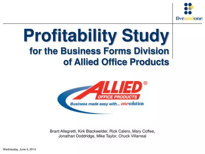 profitability study for the business forms division of allied office products