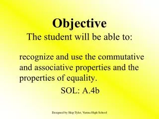 objective the student will be able to