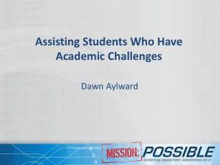 Assisting Students Who Have Academic Challenges