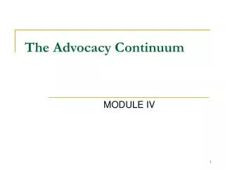 The Advocacy Continuum