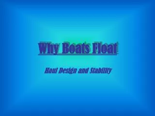 Why Boats Float