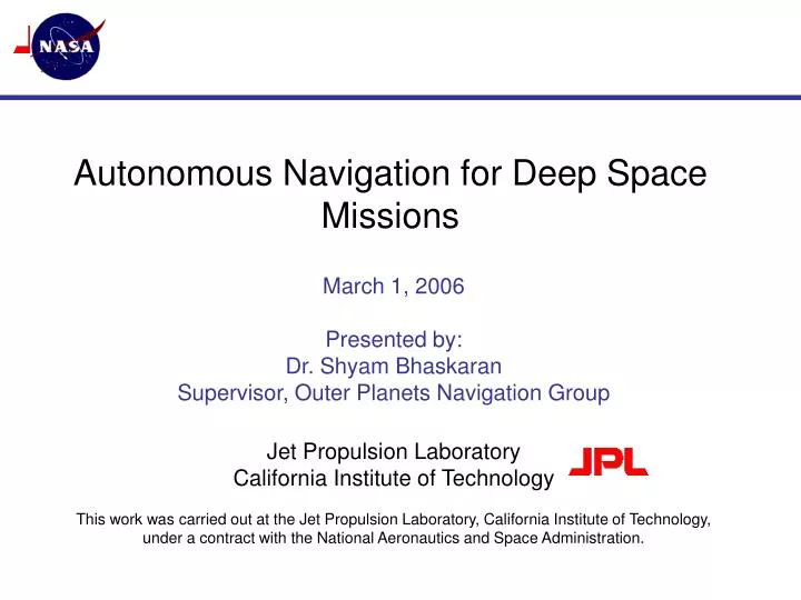 autonomous navigation for deep space missions