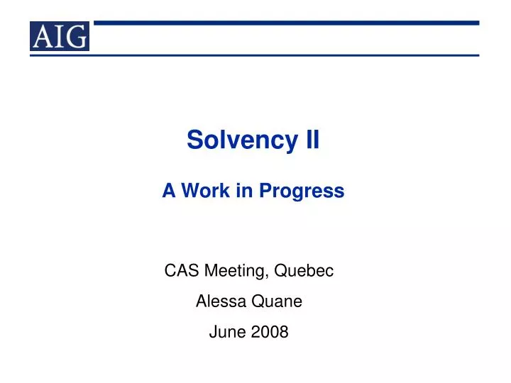 solvency ii a work in progress