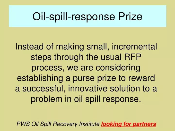 oil spill response prize