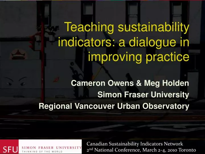 teaching sustainability indicators a dialogue in improving practice