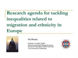 Research agenda for tackling inequalities related to migration and ethnicity in Europe