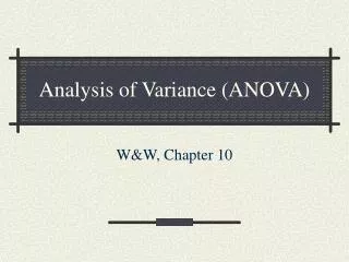 Analysis of Variance (ANOVA)