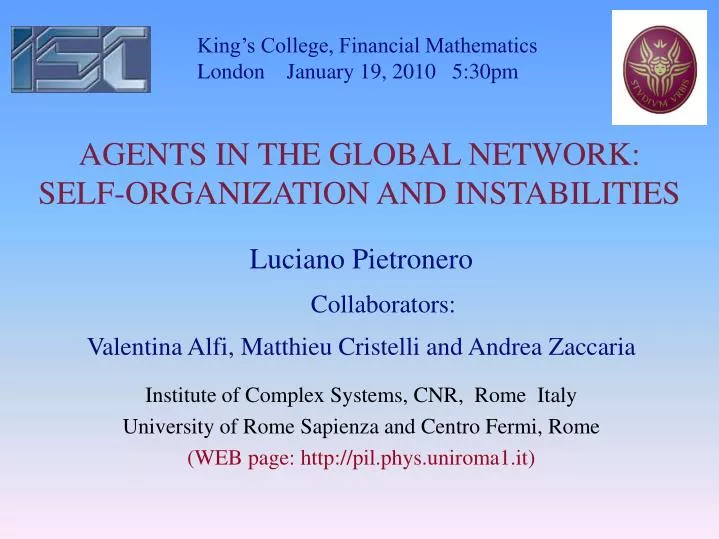 agents in the global network self organization and instabilities