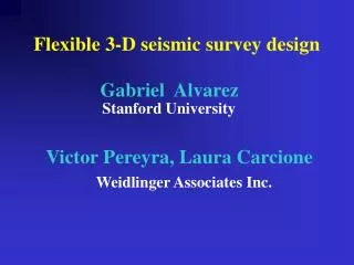 Flexible 3-D seismic survey design Gabriel Alvarez Stanford University Victor Pereyra, Laura Car