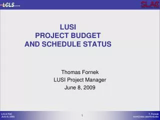 LUSI PROJECT BUDGET AND SCHEDULE STATUS