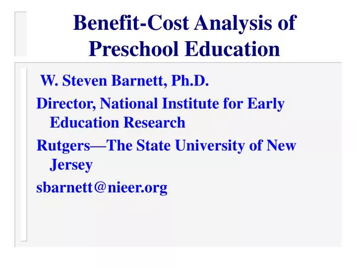 benefit cost analysis of preschool education