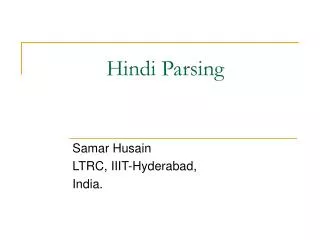 Hindi Parsing