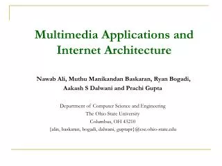 Multimedia Applications and Internet Architecture