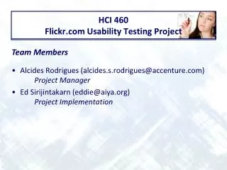 HCI 460 Flickr.com Usability Testing Project