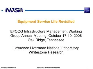 LLNL equipment renewal costs are substantially lower than comparative experience