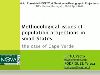 Methodological issues of population projections in small States the case of Cape Verde