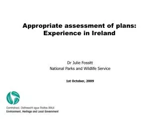 Appropriate assessment of plans: Experience in Ireland