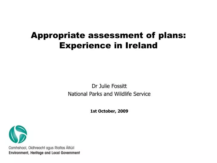 appropriate assessment of plans experience in ireland