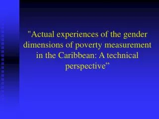 &quot;Actual experiences of the gender dimensions of poverty measurement in the Caribbean: A technical perspective”