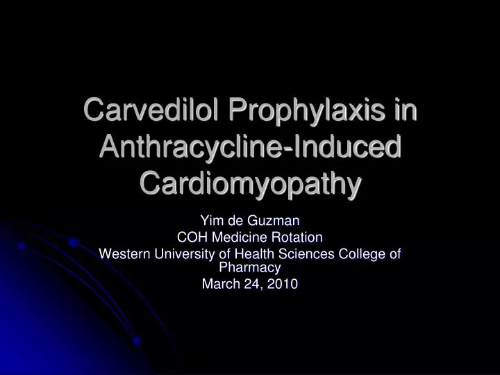 carvedilol prophylaxis in anthracycline induced cardiomyopathy