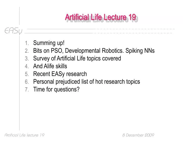 artificial life lecture 19