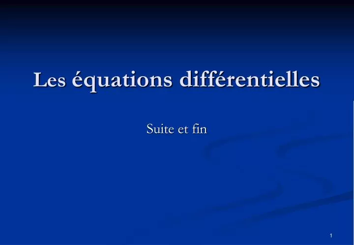 les quations diff rentielles