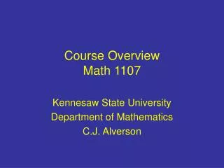 Course Overview Math 1107