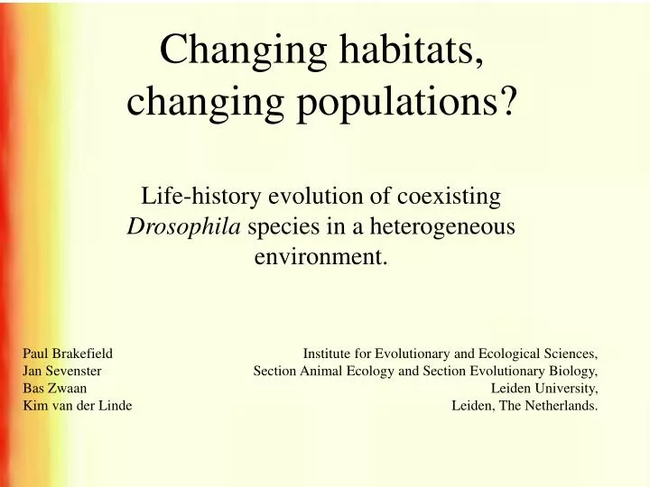 changing habitats changing populations