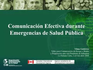Comunicación Efectiva durante Emergencias de Salud Pública