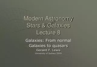 Modern Astronomy Stars &amp; Galaxies Lecture 8