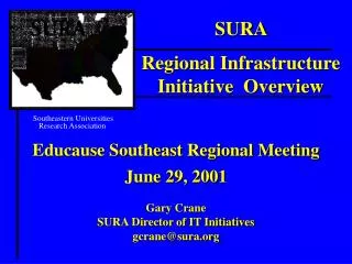 Educause Southeast Regional Meeting June 29, 2001 Gary Crane SURA Director of IT Initiatives gcrane@sura.org