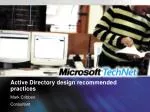 Active Directory design recommended practices - slide 1