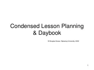 Condensed Lesson Planning &amp; Daybook