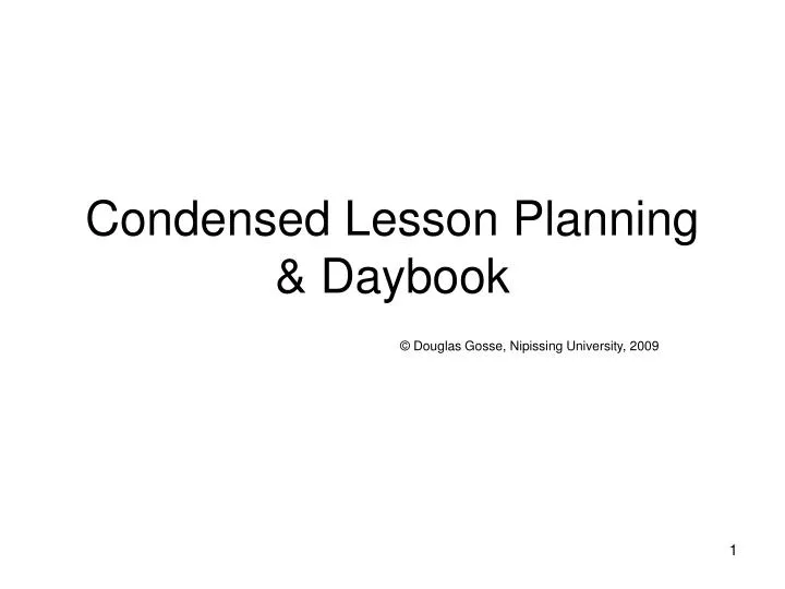 condensed lesson planning daybook