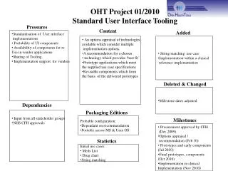 OHT Project 01/2010 Standard User Interface Tooling
