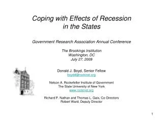 Coping with Effects of Recession in the States