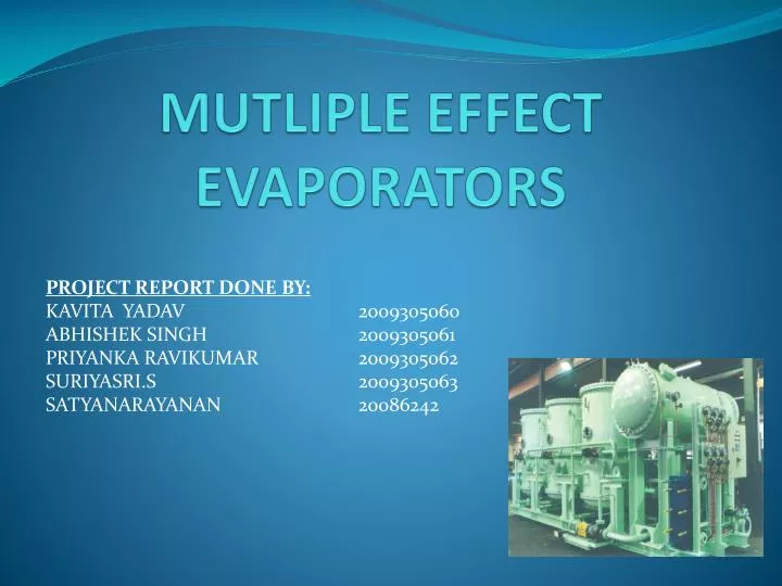 mutliple effect evaporators
