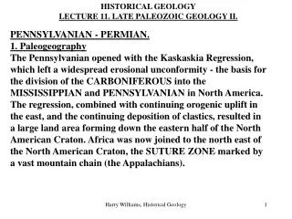 PENNSYLVANIAN - PERMIAN. 1. Paleogeography