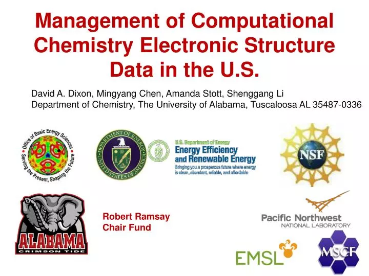 management of computational chemistry electronic structure data in the u s