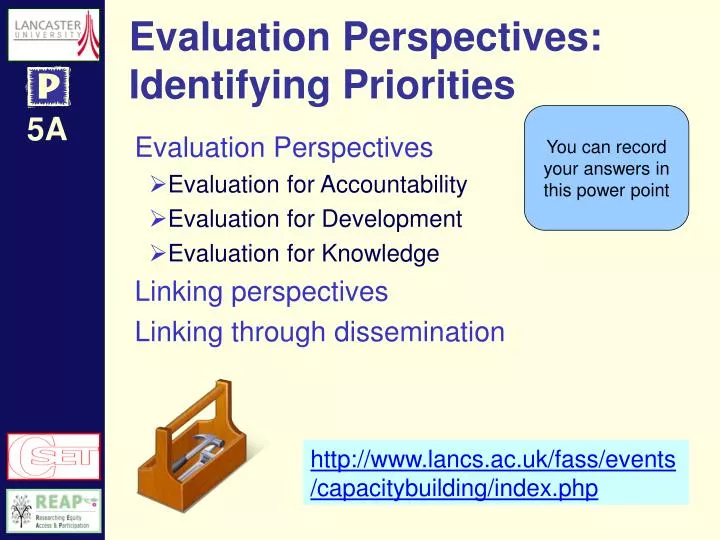 evaluation perspectives identifying priorities