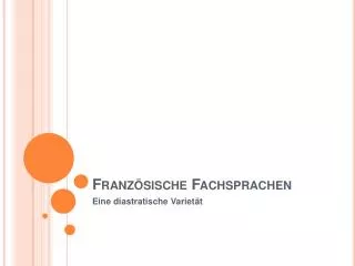franz sische fachsprachen