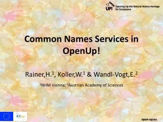 Common Names Services in OpenUp!