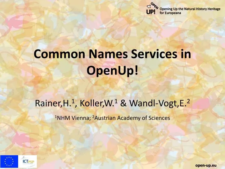 common names services in openup