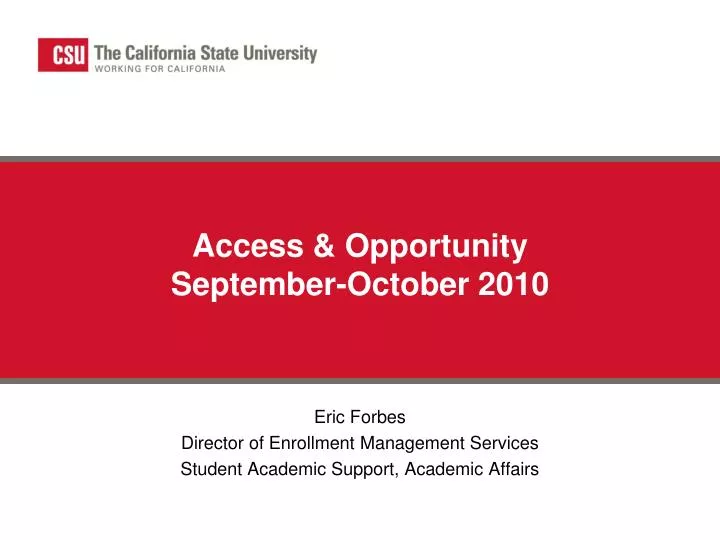 access opportunity september october 2010