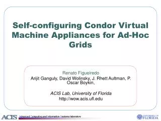 Self-configuring Condor Virtual Machine Appliances for Ad-Hoc Grids