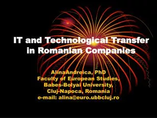 IT and Technological Transfer in Romanian Companies