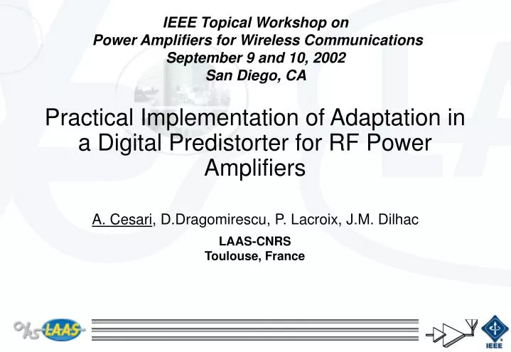 practical implementation of adaptation in a digital predistorter for rf power amplifiers